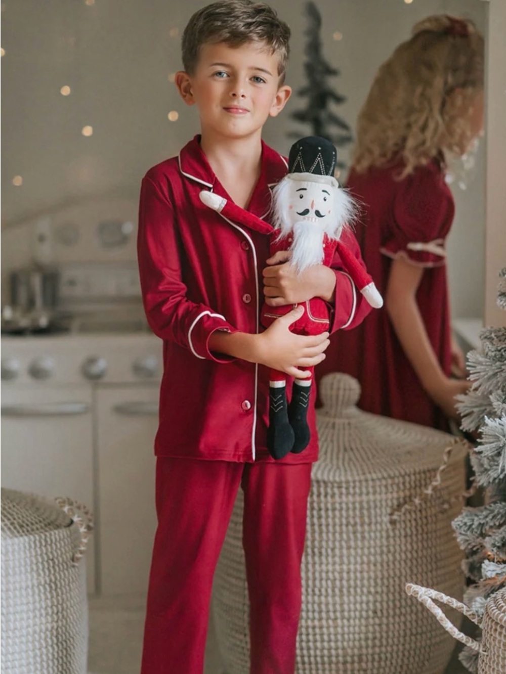 Only Little Once Maroon Kids Pajama Set with Ivory Piping
